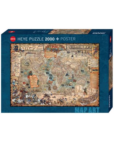 Slagalica Heye od 2000 dijelova - Piratska karta svijeta - 1