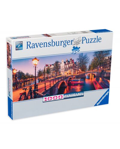 Panoramska slagalica Ravensburger od 1000 dijelova - Večer u Amsterdamu - 1