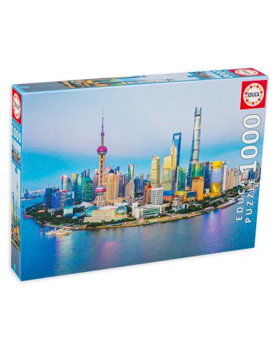 Slagalica Educa od 1000 dijelova - Shanghai Skyline na zalasku sunca - 1