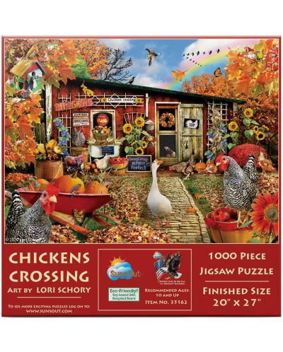 Slagalica SunsOut od 1000 dijelova - Chickens Crossing - 1