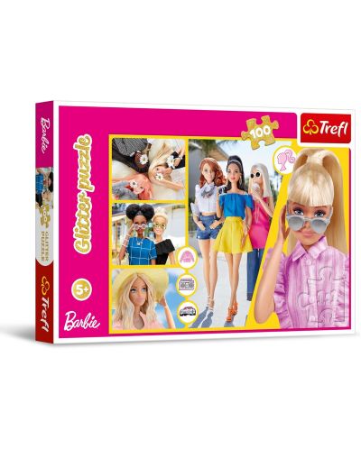 Briljantna slagalica Trefl od 100 dijelova - Glitter Barbie / Mattel, Barbie - 1