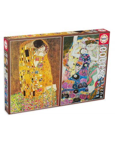 Slagalica Educa od 2 x 1000 dijelova - Poljubac i Djevica Gustava Klimta - 1
