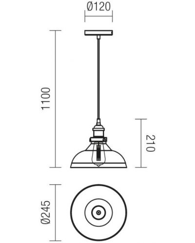 Visilica Smarter - Saville 01-1002, IP20, E27, 1x42W, crno-starinski mjed - 2