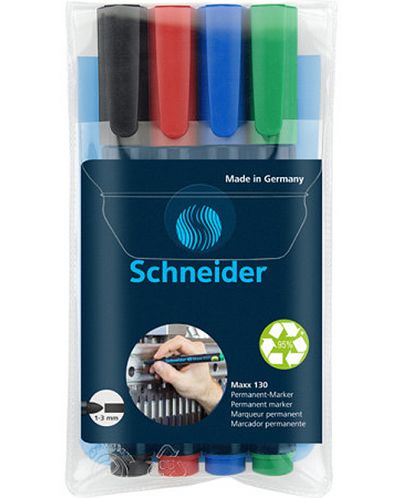 Permanentni markeri Schneider - Maxx 130, 4 boje - 1