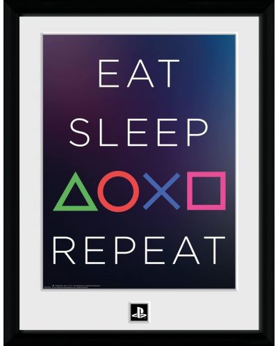 Plakat s okvirom GB eye Games: PlayStation - Eat, Sleep, Repeat - 1