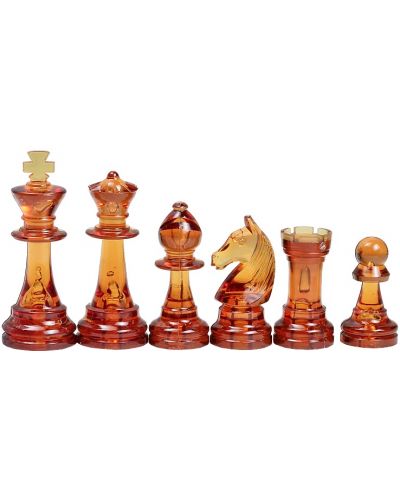 Plastične šahovske figure Sunrise - Staunton No 6, amber/transparent - 3