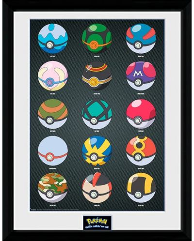 Plakat s okvirom GB eye Games: Pokemon - Pokeballs - 1