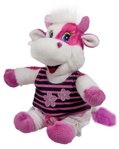 Plišana igračka Amek Toys - Ružičasta kravica s majicom, 25 сm - 1