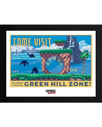 Plakat s okvirom GB eye Games: Sonic the Hedgehog - Green Hill Zone - 1