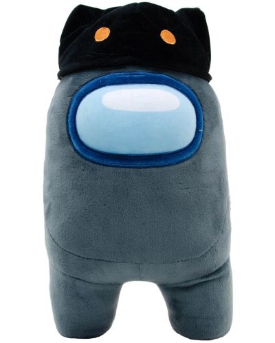 Plišana figura YuMe Games: Among Us - Black Crewmate with Cat Head Hat, 30 cm - 1