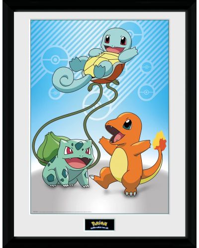 Plakat s okvirom GB eye Games: Pokemon - Kanto Starters - 1