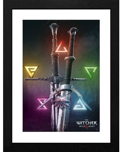 Uokviren poster ABYstyle Games: The Witcher - Signs & Swords - 1