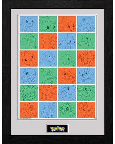 Plakat s okvirom GB eye Games: Pokemon - Starters - 1