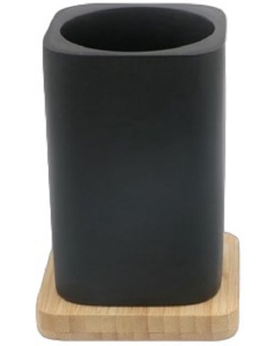 Držač četkica za zube Inter Ceramic - Нинел, 8.5 x 12.2 cm, crni-bambus - 1
