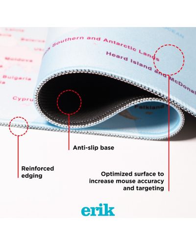 Podloga za miš Erik - World Map, XL, višebojna - 4