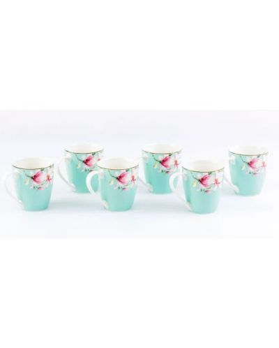 Porculanski servis za tople napitke Morello - Tiffany Blue Magnolia, 6 čaša, 360 ml - 2