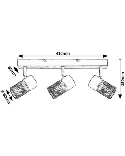 Luster Rabalux - Metta 71153, IP20, 230V, E14, 3x40W, crno s hrastom - 5