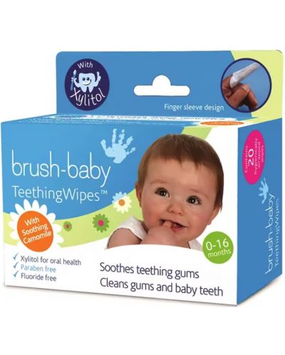 Maramice za čišćenje desni i zuba Brush Baby - 0-16 mjeseci, 20 komada - 1