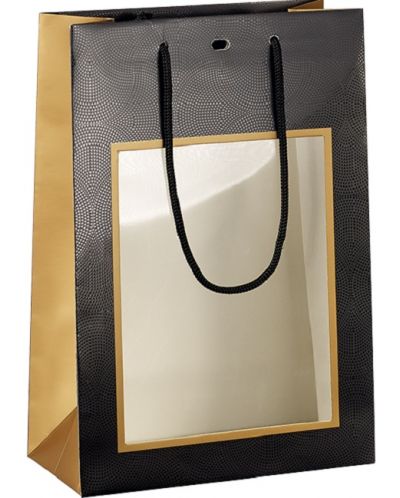 Poklon vrećica Giftpack - 20 x 10 x 29 cm, crna i bakrena, s PVC prozor - 1