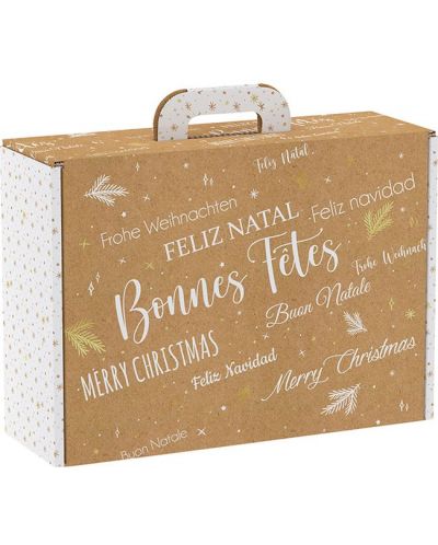 Poklon kutija Giftpack - Bonnes Fêtes, kraft i bijela, 34.2 x 25 x 11.5 cm - 1
