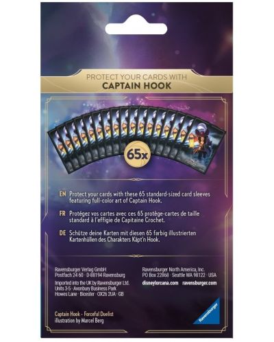 Štitnici za kartice Disney Lorcana TCG: The First Chapter Card Sleeves - Captain Hook (65 komada) - 2