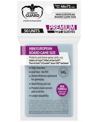 Štitnici za kartice Ultimate Guard Premium Soft Sleeves - Mini European (50 kom.) - 1