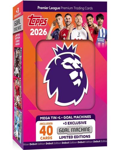 Topps Premier League 2026 - Debüt-Edition - Mega Tin (Big Game Baller). Enthält 40 Karten Plus 3 Big Game Baller LE-Karten