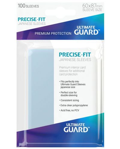 Protektori za igraće karte Ultimate Guard Precise-Fit Sleeves - Japanese Size, prozirni, 100 komada - 2