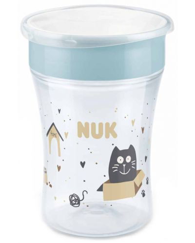 Prijelazna čaša NUK - Magic Cup, 8 m+, 230 ml, Cat & Dog, siva - 1