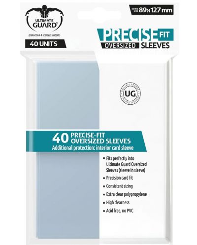 Štitnici za kartice Ultimate Guard Precise-Fit Sleeves Oversized, Transparent (40 бр.) - 1