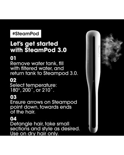 Pegla za kosu L’Oréal Professionnel - Steampod 3.0, 180-210ºC, bijela - 9