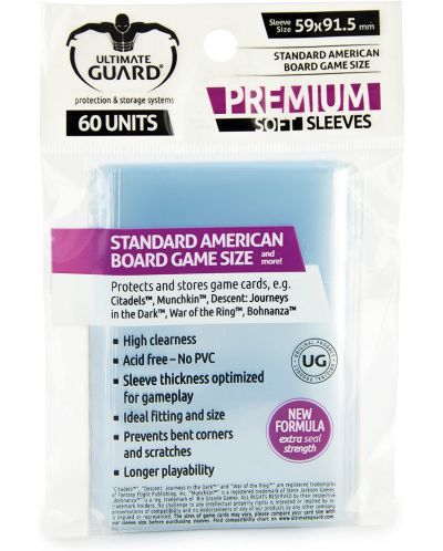 Štitnici za kartice Ultimate Guard for Board Game Cards Standard American (60 kom.) - 1