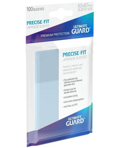 Protektori za igraće karte Ultimate Guard Precise-Fit Sleeves - Japanese Size, prozirni, 100 komada - 1