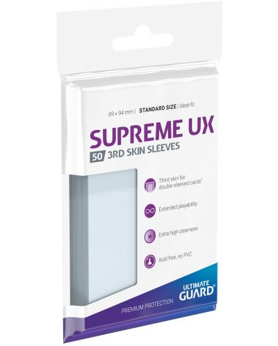 Štitnici za kartice Ultimate Guard Supreme UX 3rd Skin Sleeves Standard Size, transparentan (50 kom.) - 1