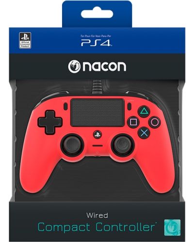 Kontroler Nacon za PS4  - Wired Compact, crveni - 8
