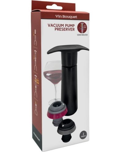 Ručna vakuum pumpa Vin Bouquet - 2 čepa, crna - 3
