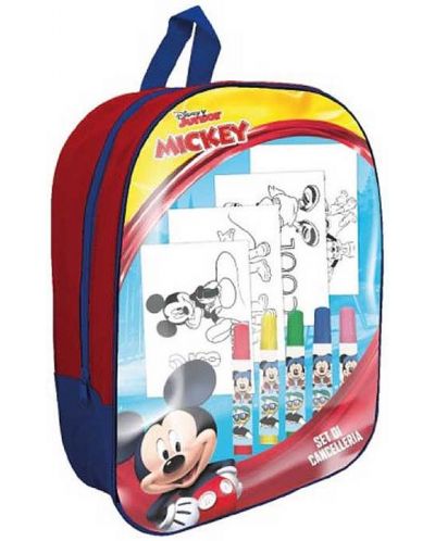 Ruksak za vrtić IMC Toys - Mickey Mouse, s priborom za bojanje - 1