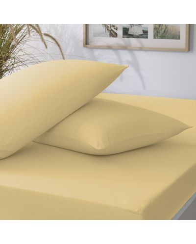 Set plahte s gumicom i jastučnice TAC - 100% pamuk P, za 100 x 200 cm, žuta - 2