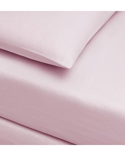 Set plahte s gumicom i jastučnice TAC - 100% pamuk, za 100 x 200 cm, roza - 1