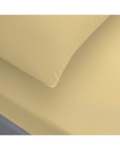 Set plahte s gumicom i jastučnice TAC - 100% pamuk P, za 100 x 200 cm, žuta - 1