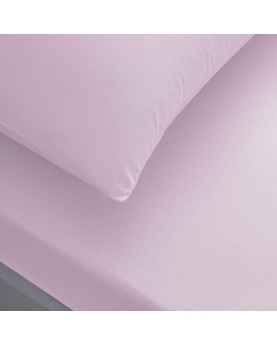 Set plahta s gumicom i 2 jastučnice TAC - 100% pamuk, za 160 x 200 cm, rozi - 2