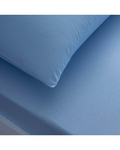 Set plahte s gumicom i jastučnice TAC - 100% pamuk P, za 100 x 200 cm, plava - 1