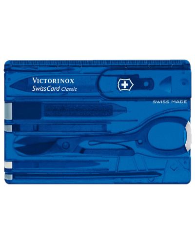Švicarski džepni nož-kartica Victorinox - SwissCard, 10 funkcija, plavi - 1