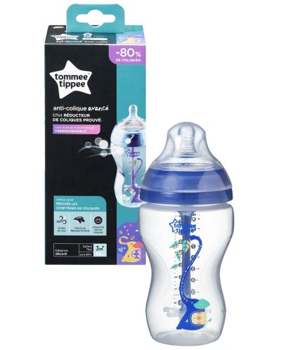Bočica za bebe Tommee Tippee Advanced Anti-Colic - 340 ml, s dudom 2 kapi, plava - 1