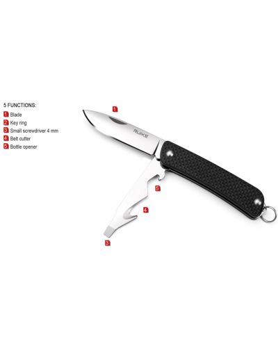 Švicarski džepni nož Ruike S21-B - 5 funkcija, crni - 3