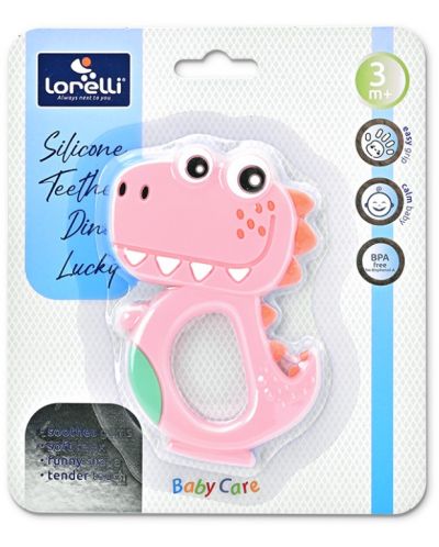 Silikonska grickalica Lorelli Baby Care - Dino Lucky, ružičasta - 2