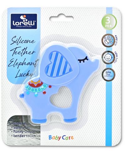 Silikonska grickalica Lorelli Baby Care - Slon Lucky, plava - 2