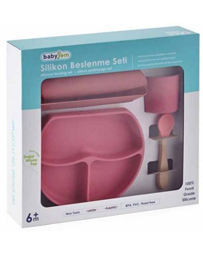 Silikonski set za hranjenje BabyJem - Pink  - 4