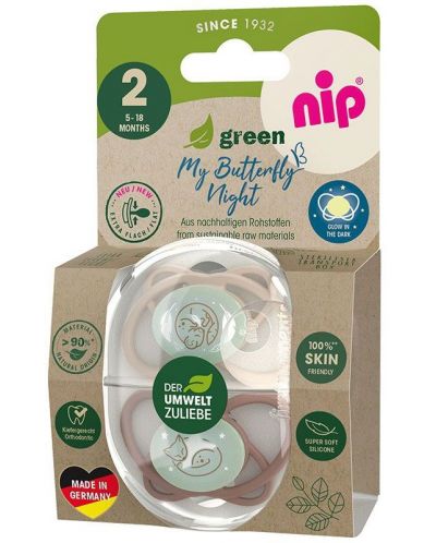 Silikonske dude NIP Green - Noćne, 5-18 mjeseci, 2 komada, bež - 3