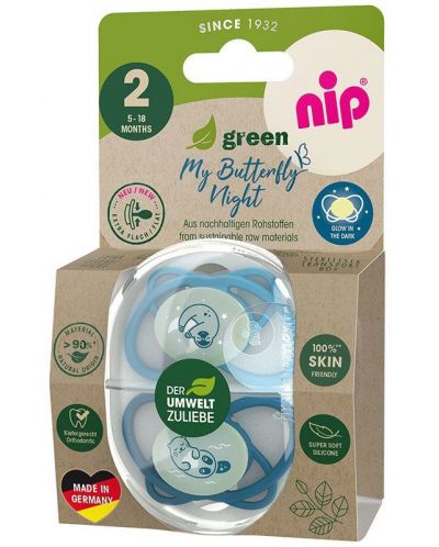Silikonske dude NIP Green - Noćne, 5-18 mjeseci, 2 komada, plave - 4